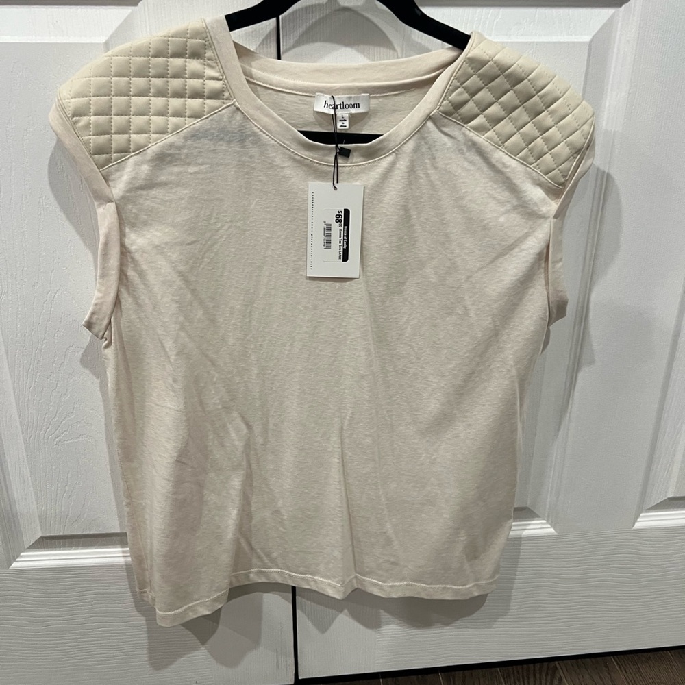 Heartloom Cream Quilted Shoulder Tee